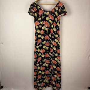 Laura Ashley Black Floral Cap Sleeve Maxi Dress